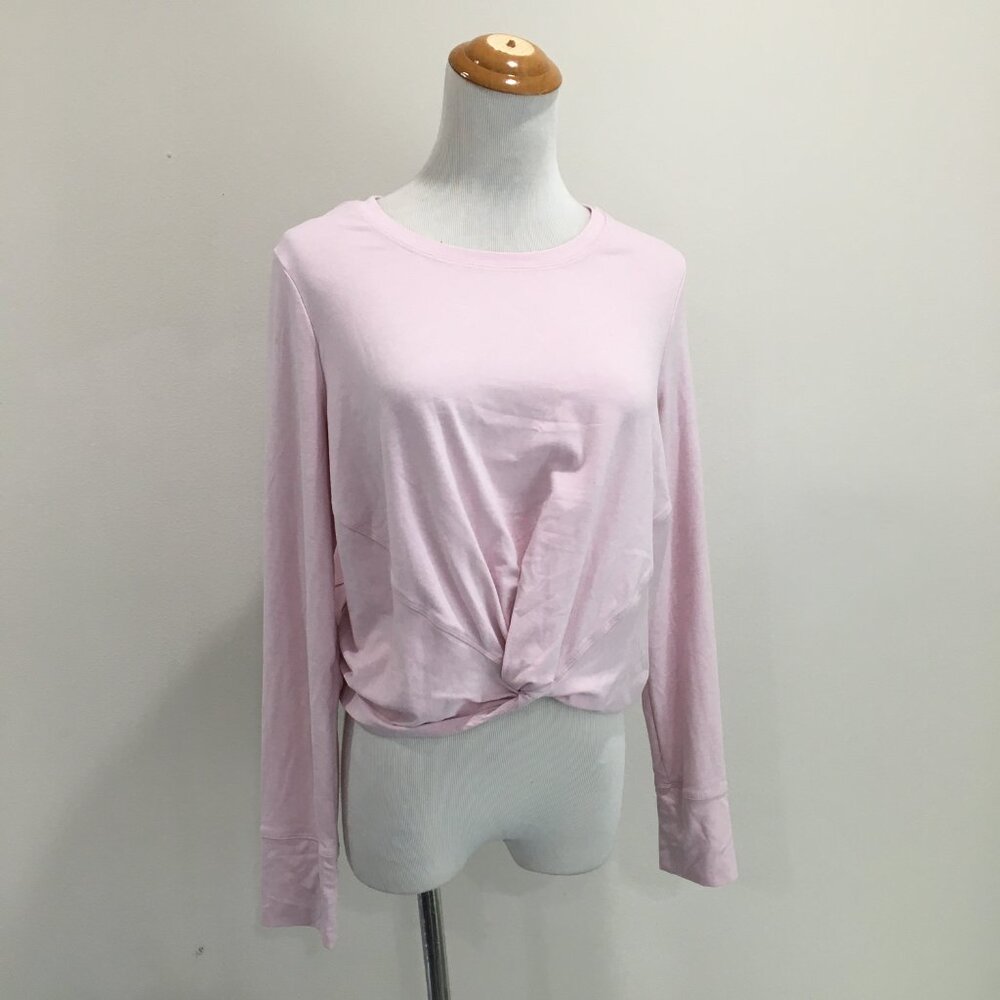YOGALICIOUS Pink Knot Front Hem Elastic Back Long Sleeve Shirt